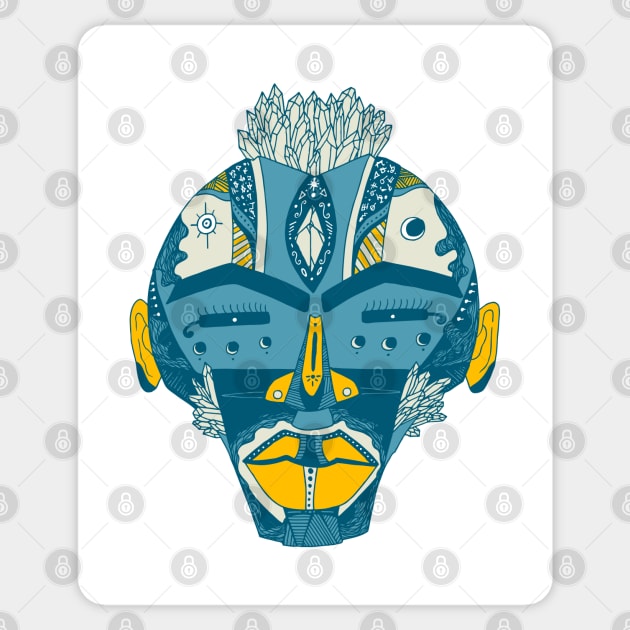 Retro Wave African Mask 4 Sticker by kenallouis